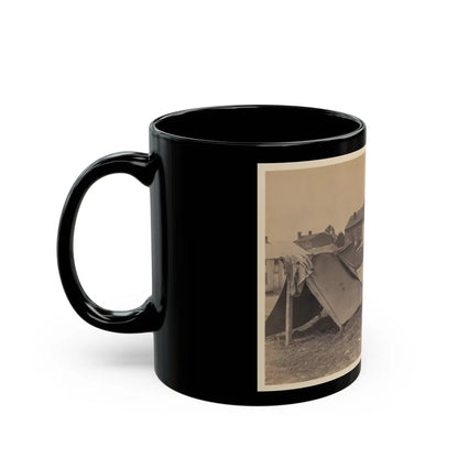 Two Small Tents, With Wood Frame Buildings In The Background (U.S. Civil War) Black Coffee Mug-Go Mug Yourself