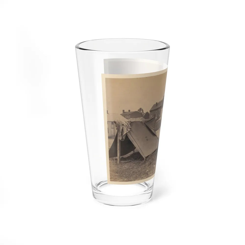 Two Small Tents, With Wood Frame Buildings In The Background (U.S. Civil War) Pint Glass 16oz-Go Mug Yourself