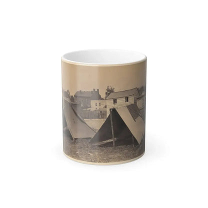 Two Small Tents, With Wood Frame Buildings in the Background (U.S. Civil War) Color Changing Coffee Mug 11oz Default Title 11oz - Go Mug Yourself