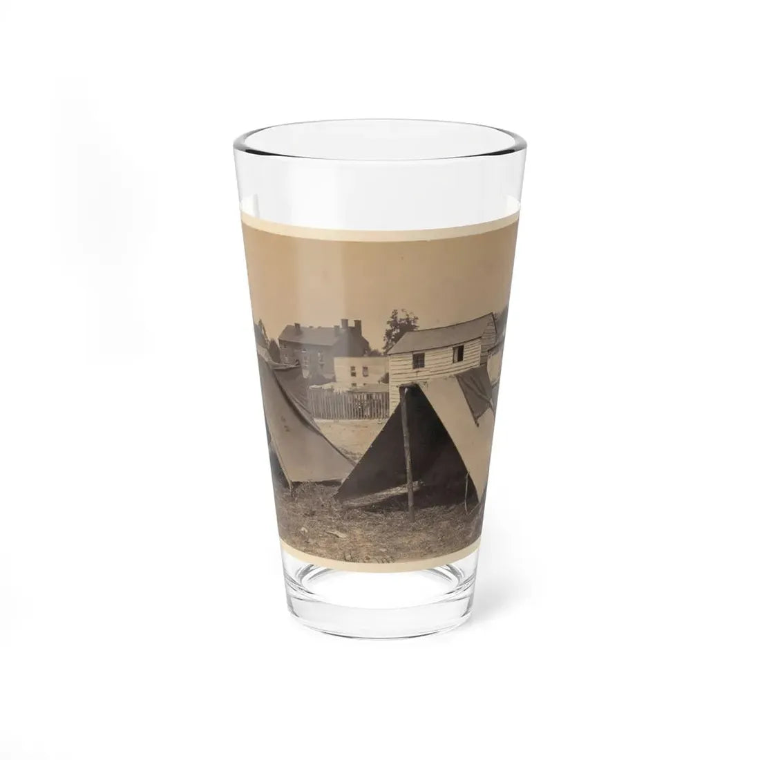 Two Small Tents, With Wood Frame Buildings In The Background (U.S. Civil War) Pint Glass 16oz 16oz - Go Mug Yourself