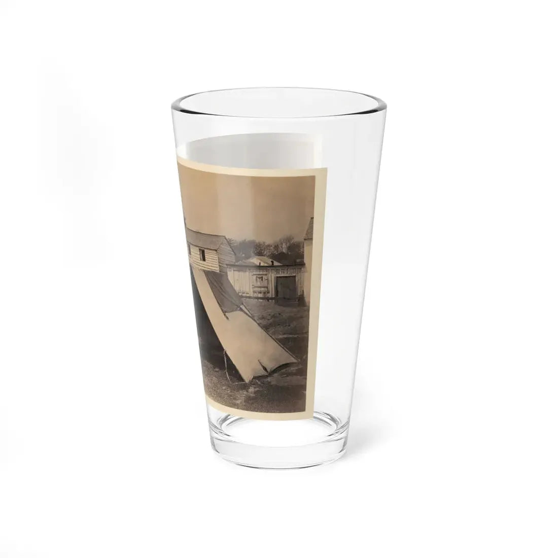 Two Small Tents, With Wood Frame Buildings In The Background (U.S. Civil War) Pint Glass 16oz - Go Mug Yourself