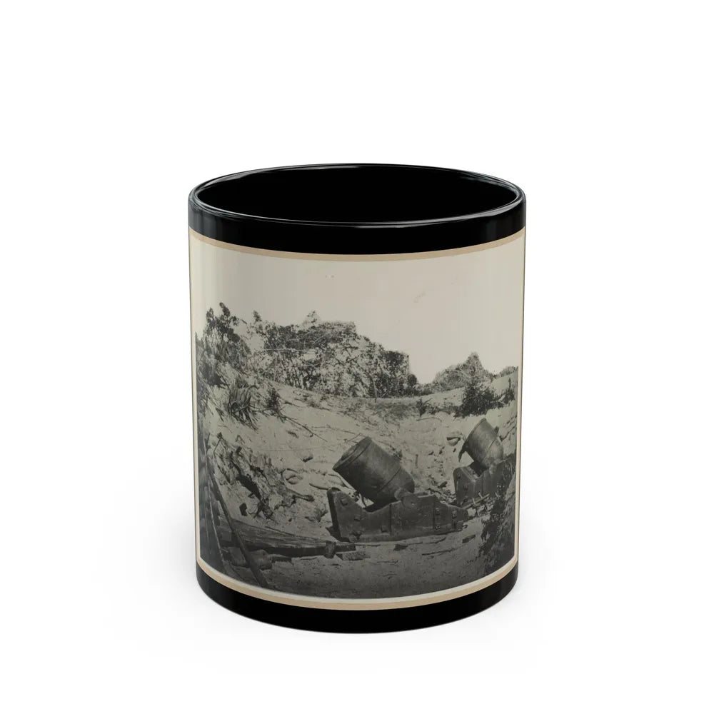 Two Trench Mortars Behind Sandbagged Barricade (U.S. Civil War) Black Coffee Mug-11oz-Go Mug Yourself