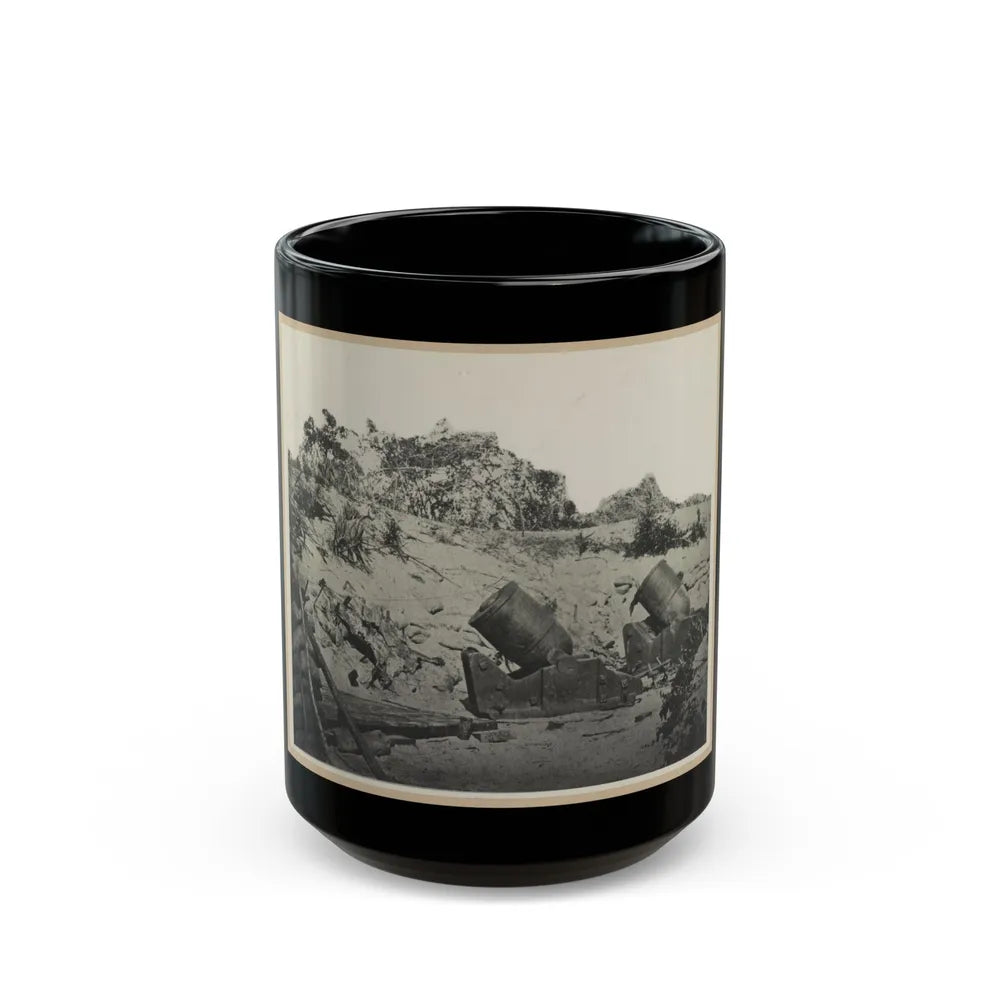 Two Trench Mortars Behind Sandbagged Barricade (U.S. Civil War) Black Coffee Mug-15oz-Go Mug Yourself