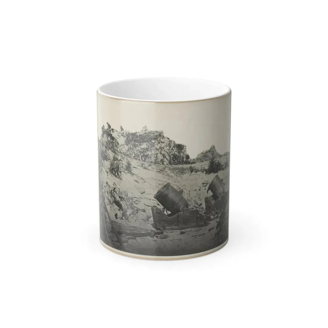 Two Trench Mortars Behind Sandbagged Barricade (U.S. Civil War) Color Changing Coffee Mug 11oz Default Title 11oz - Go Mug Yourself