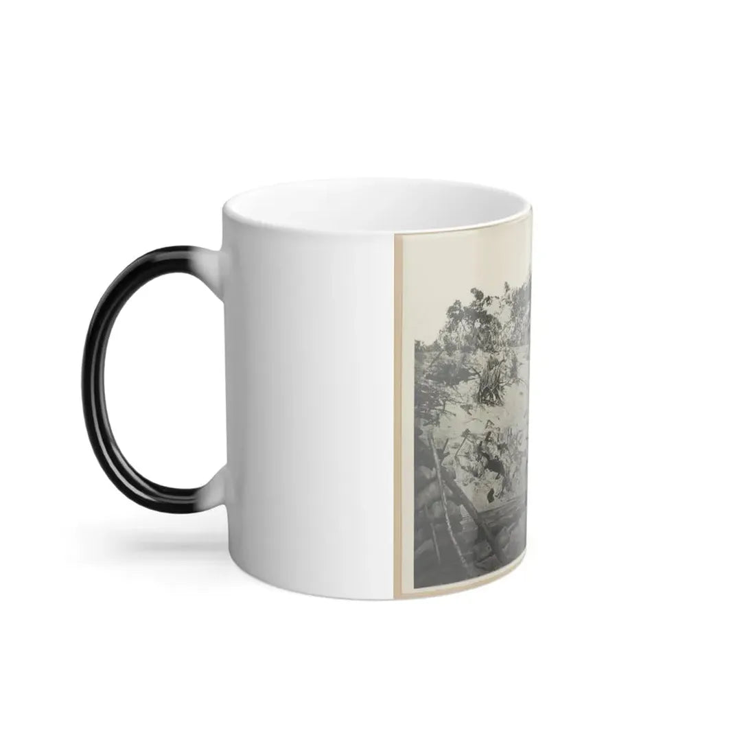 Two Trench Mortars Behind Sandbagged Barricade (U.S. Civil War) Color Changing Coffee Mug 11oz - Go Mug Yourself