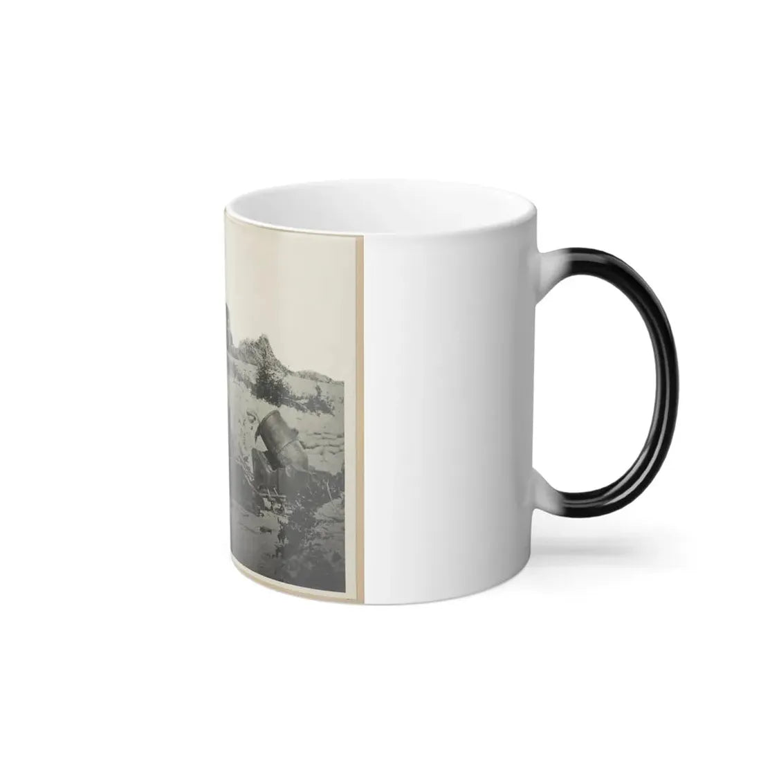 Two Trench Mortars Behind Sandbagged Barricade (U.S. Civil War) Color Changing Coffee Mug 11oz - Go Mug Yourself