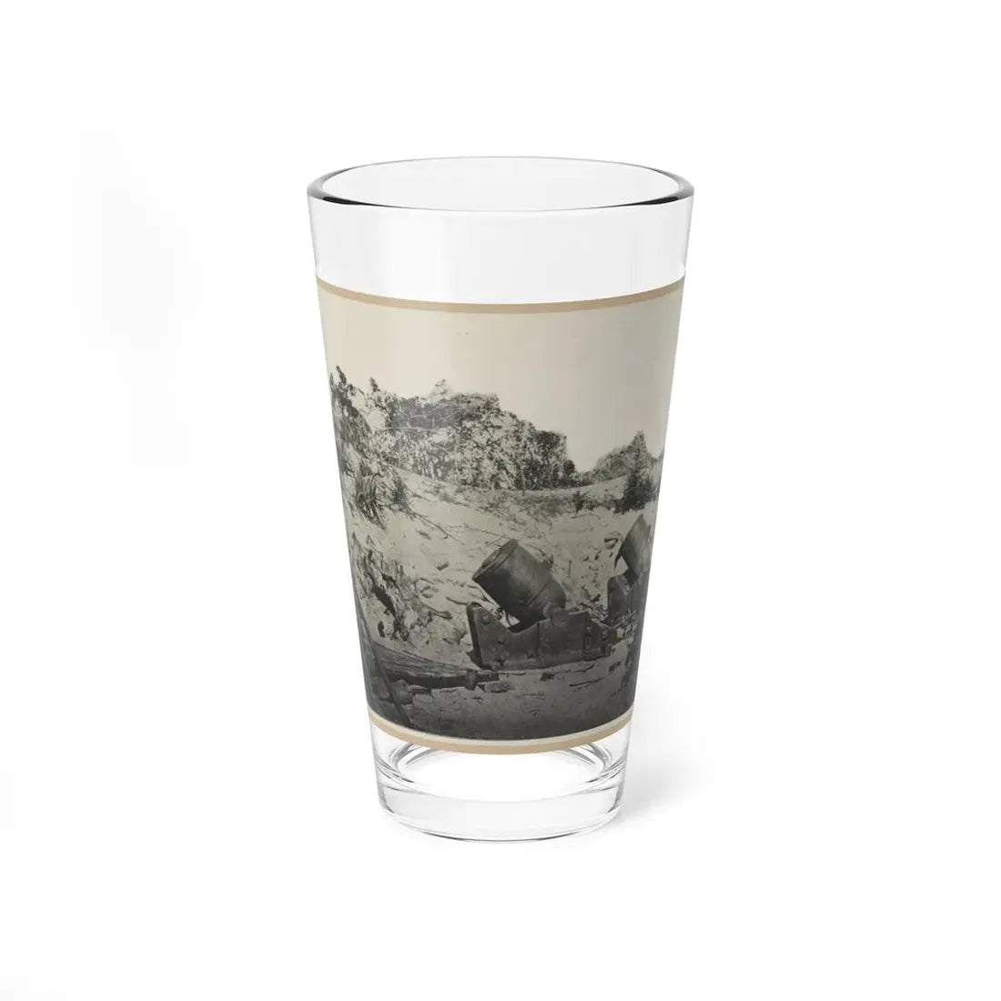 Two Trench Mortars Behind Sandbagged Barricade (U.S. Civil War) Pint Glass 16oz 16oz - Go Mug Yourself