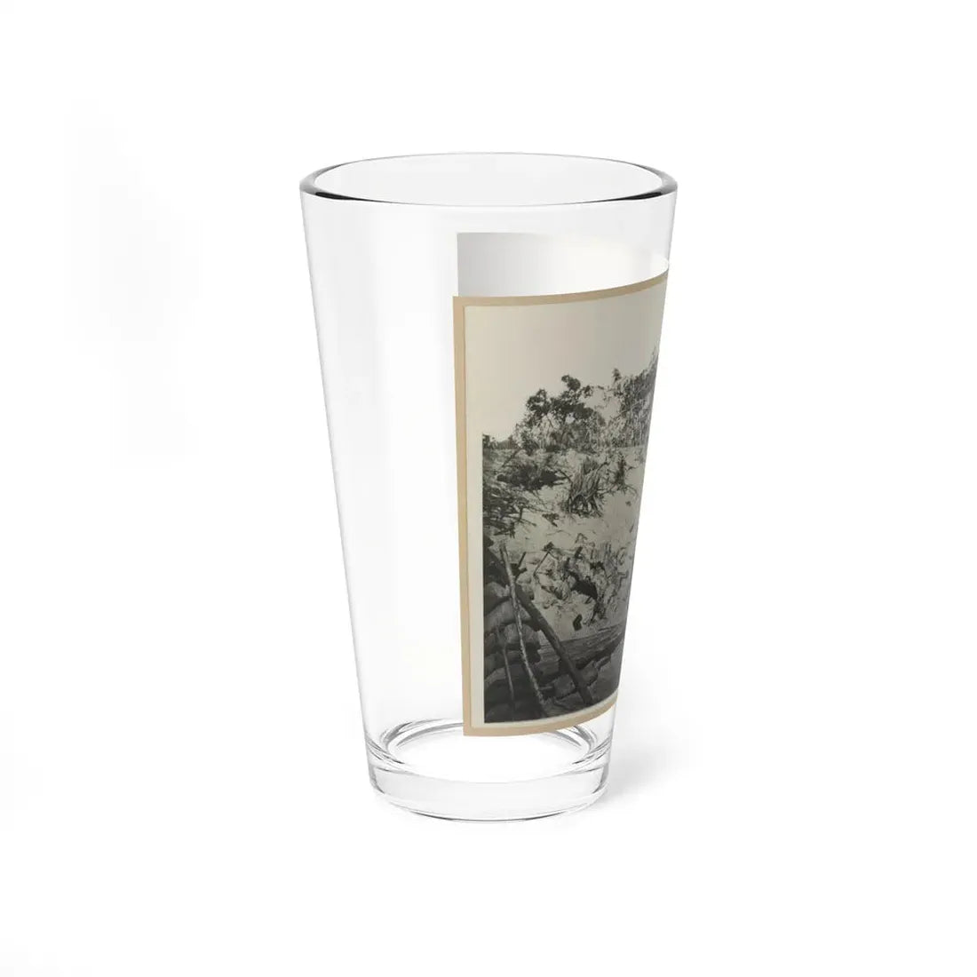 Two Trench Mortars Behind Sandbagged Barricade (U.S. Civil War) Pint Glass 16oz - Go Mug Yourself