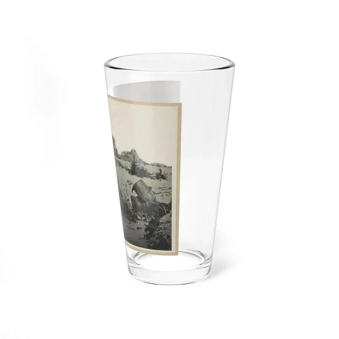 Two Trench Mortars Behind Sandbagged Barricade (U.S. Civil War) Pint Glass 16oz - Go Mug Yourself