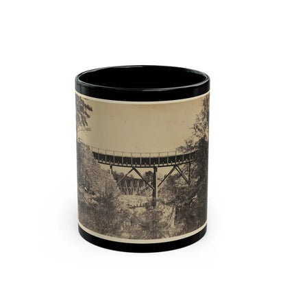 Two Trestle Bridges Over A Creek (U.S. Civil War) Black Coffee Mug-11oz-Go Mug Yourself