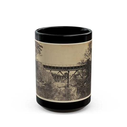 Two Trestle Bridges Over A Creek (U.S. Civil War) Black Coffee Mug-15oz-Go Mug Yourself