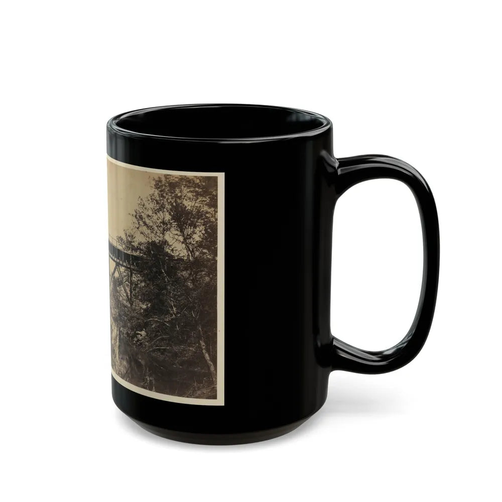 Two Trestle Bridges Over A Creek (U.S. Civil War) Black Coffee Mug-Go Mug Yourself