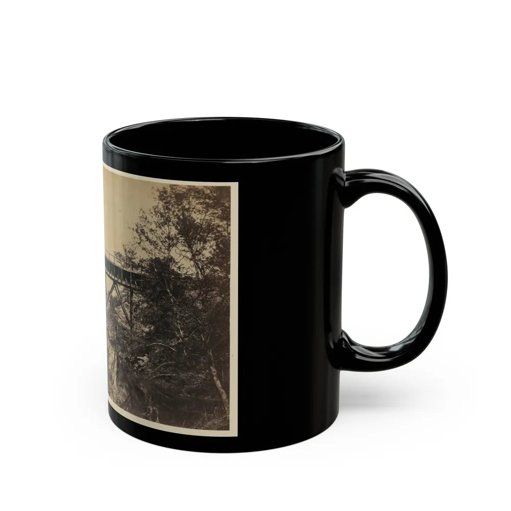 Two Trestle Bridges Over A Creek (U.S. Civil War) Black Coffee Mug-Go Mug Yourself