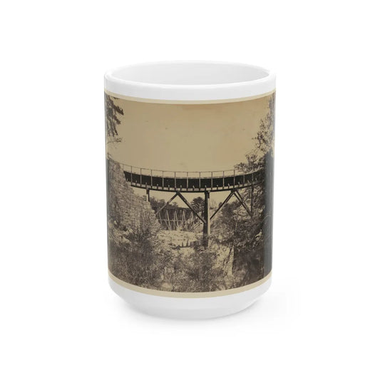 Two Trestle Bridges Over A Creek (U.S. Civil War) White Coffee Mug-15oz-Go Mug Yourself