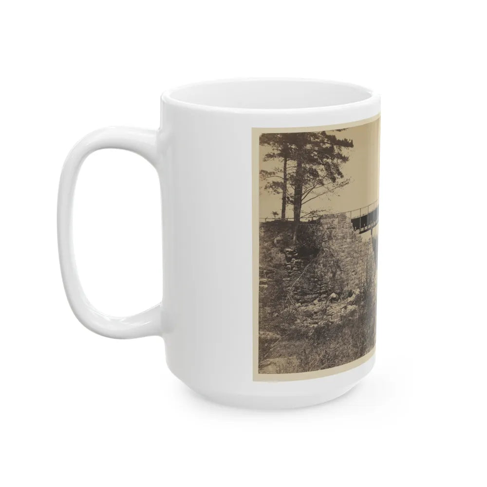 Two Trestle Bridges Over A Creek (U.S. Civil War) White Coffee Mug-Go Mug Yourself