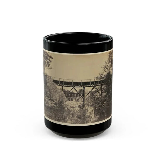 Two Trestle Bridges Over A Creek (U.S. Civil War) Black Coffee Mug 15oz - Go Mug Yourself