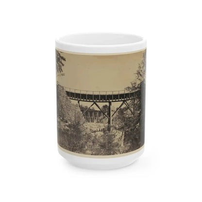 Two Trestle Bridges Over A Creek (U.S. Civil War) White Coffee Mug 15oz - Go Mug Yourself