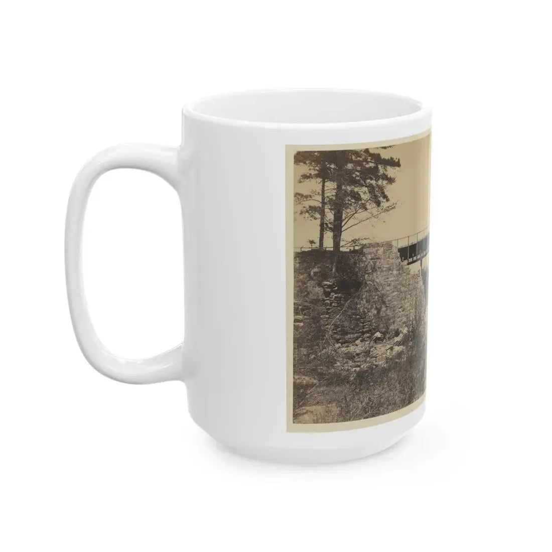 Two Trestle Bridges Over A Creek (U.S. Civil War) White Coffee Mug - Go Mug Yourself