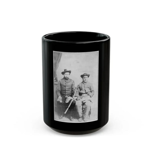 Two Unidentified Civil War Soldiers In Union Uniforms, Seated In A Photographer's Studio; One Is Holding A Saber (U.S. Civil War) Black Coffee Mug 15oz - Go Mug Yourself