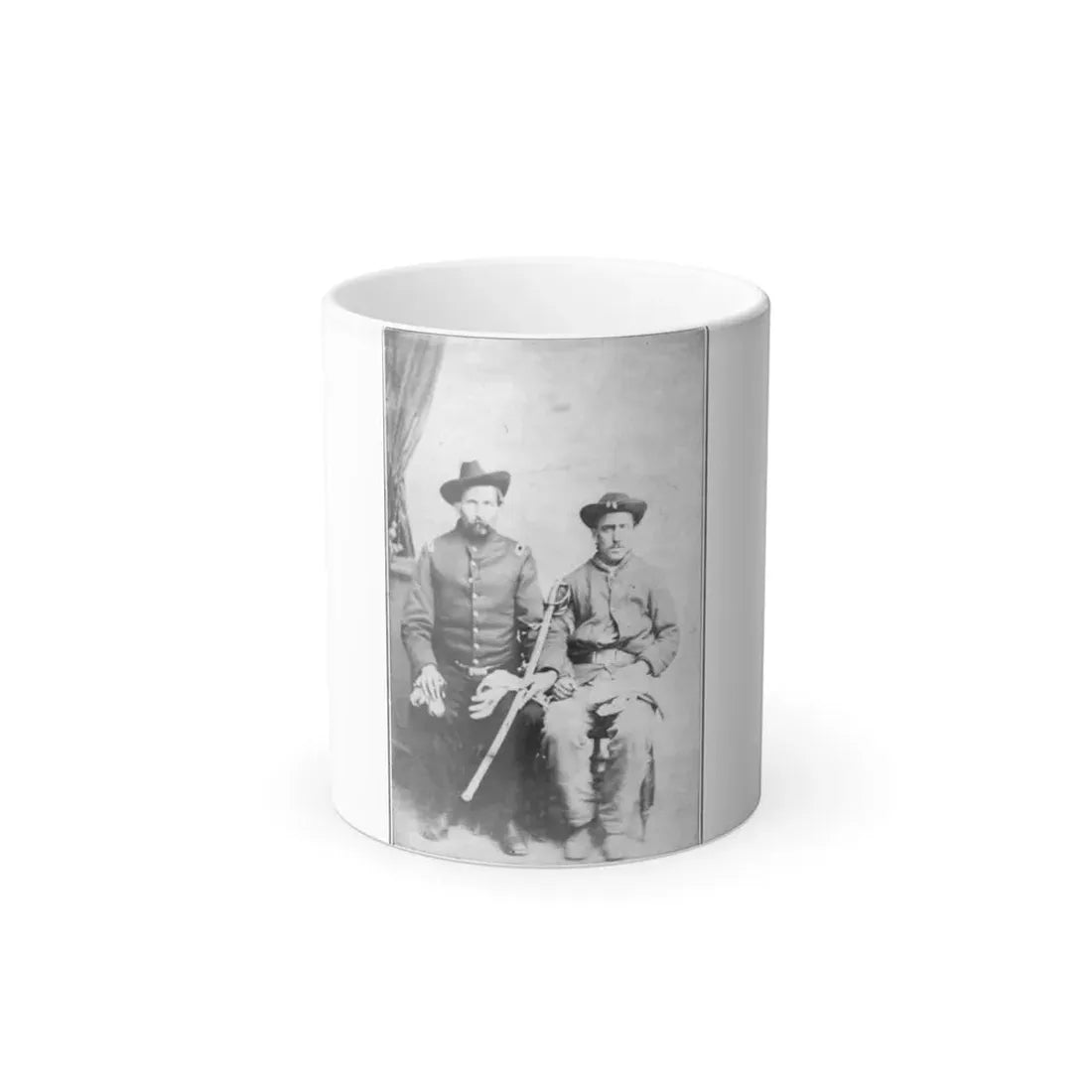 Two Unidentified Civil War Soldiers in Union Uniforms, Seated in a Photographer's Studio; One Is Holding a Saber (U.S. Civil War) Color Changing Coffee Mug 11oz Default Title 11oz - Go Mug Yourself