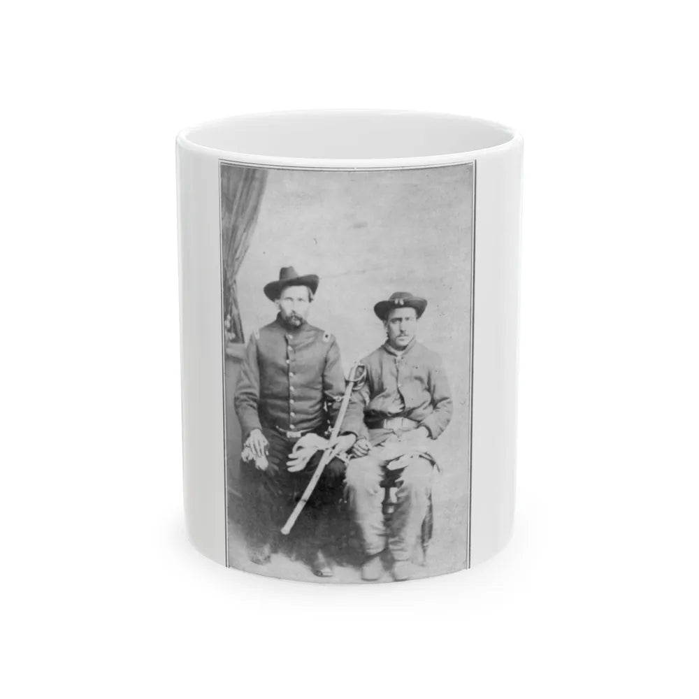 Two Unidentified Civil War Soldiers In Union Uniforms, Seated In A Photographer's Studio; One Is Holding A Saber (U.S. Civil War) White Coffee Mug-11oz-Go Mug Yourself