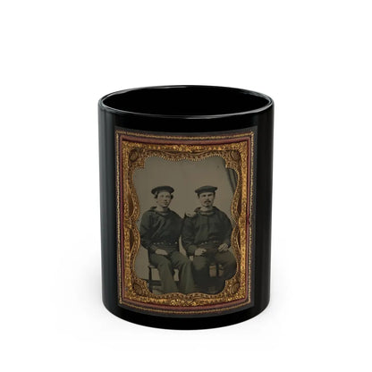 Two Unidentified Sailors In Union Uniforms Seated Outdoors (U.S. Civil War) Black Coffee Mug-11oz-Go Mug Yourself