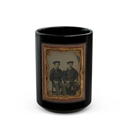 Two Unidentified Sailors In Union Uniforms Seated Outdoors (U.S. Civil War) Black Coffee Mug-15oz-Go Mug Yourself