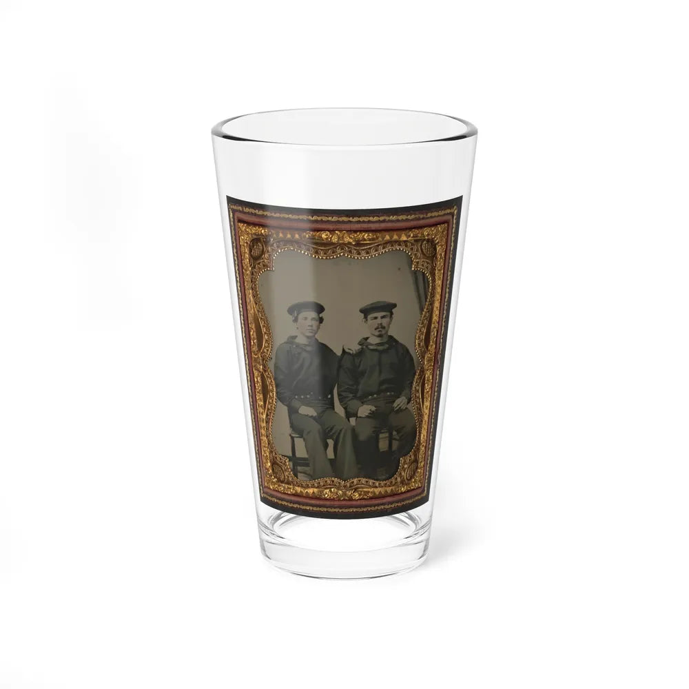 Two Unidentified Sailors In Union Uniforms Seated Outdoors (U.S. Civil War) Pint Glass 16oz-16oz-Go Mug Yourself