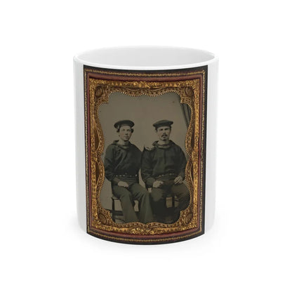 Two Unidentified Sailors In Union Uniforms Seated Outdoors (U.S. Civil War) White Coffee Mug-11oz-Go Mug Yourself