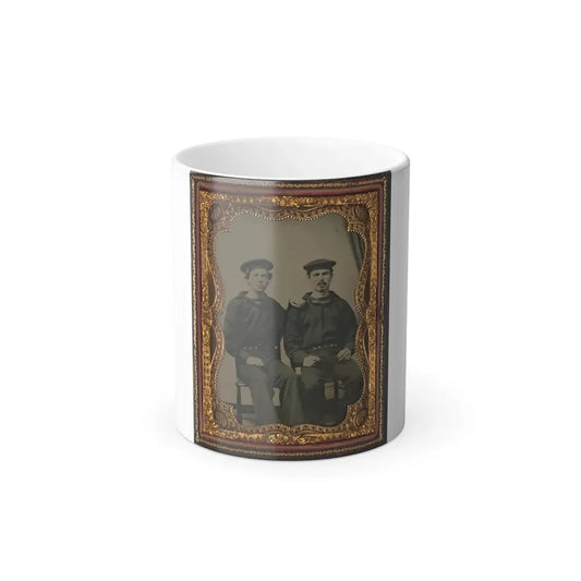 Two Unidentified Sailors in Union Uniforms Seated Outdoors (U.S. Civil War) Color Changing Coffee Mug 11oz Default Title 11oz - Go Mug Yourself