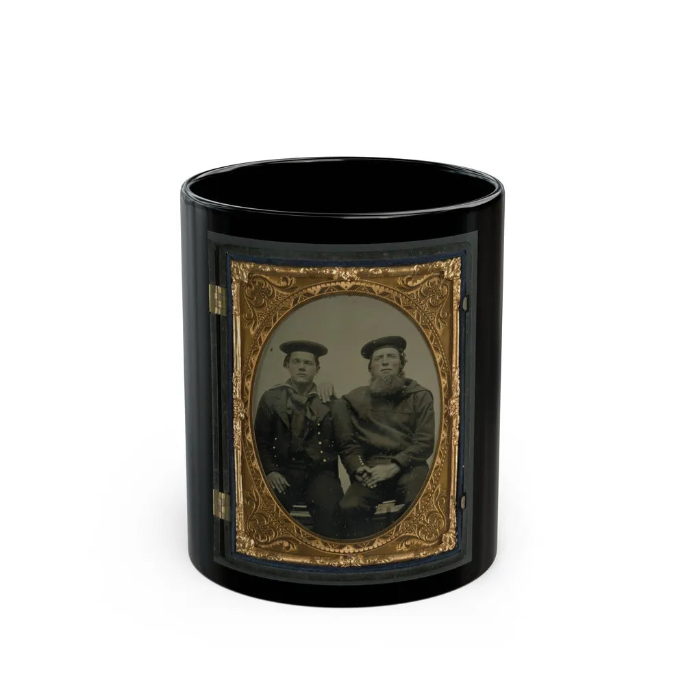 Two Unidentified Sailors In Union Uniforms (U.S. Civil War) Black Coffee Mug-11oz-Go Mug Yourself