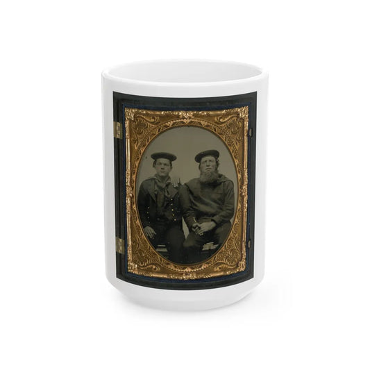 Two Unidentified Sailors In Union Uniforms (U.S. Civil War) White Coffee Mug-15oz-Go Mug Yourself