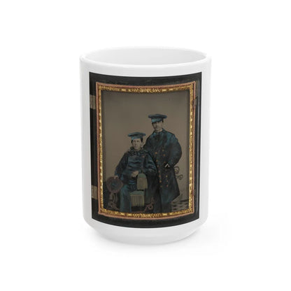 Two Unidentified Sailors In Union Uniforms With Rope And Anchor (U.S. Civil War) White Coffee Mug-15oz-Go Mug Yourself