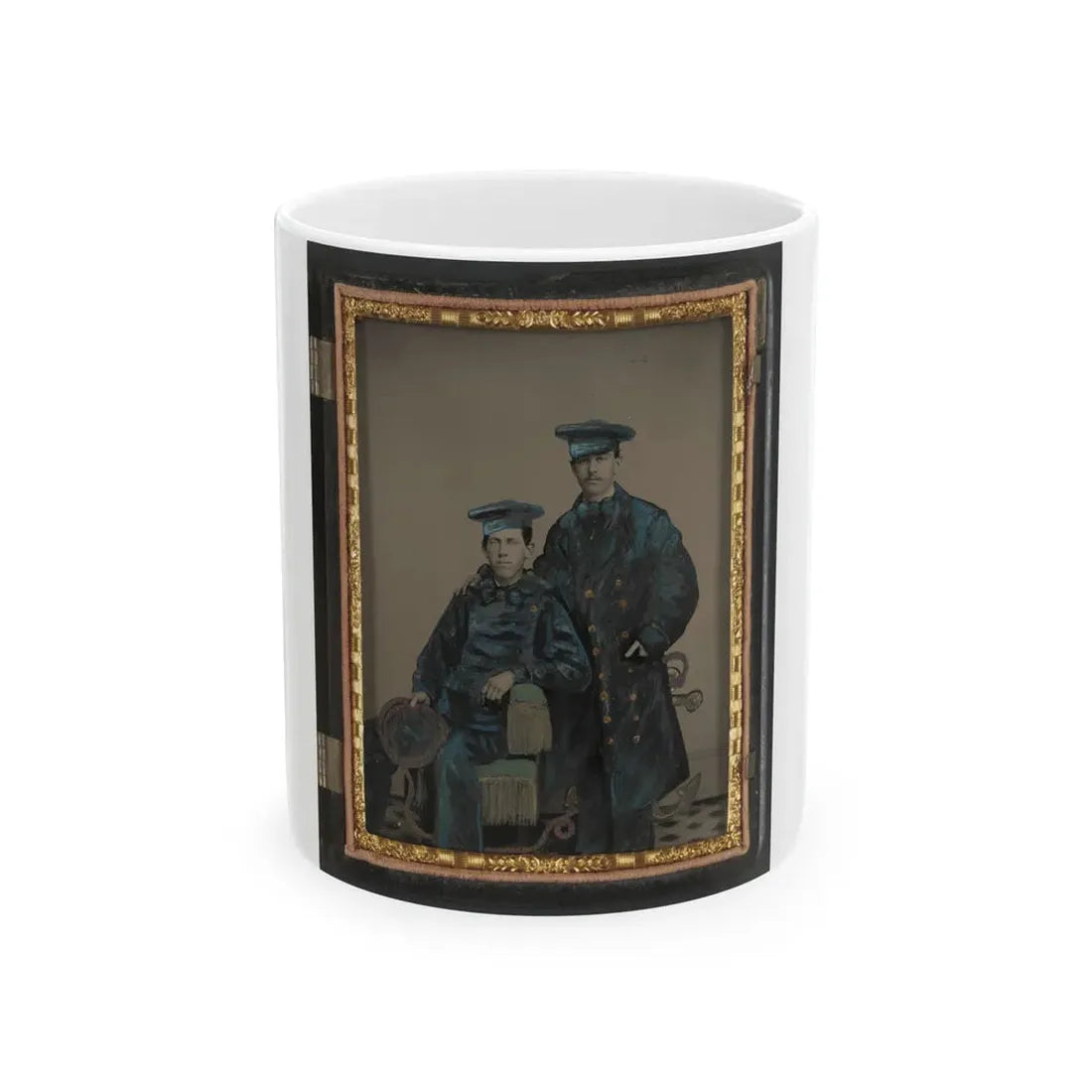 Two Unidentified Sailors In Union Uniforms With Rope And Anchor (U.S. Civil War) White Coffee Mug 11oz - Go Mug Yourself