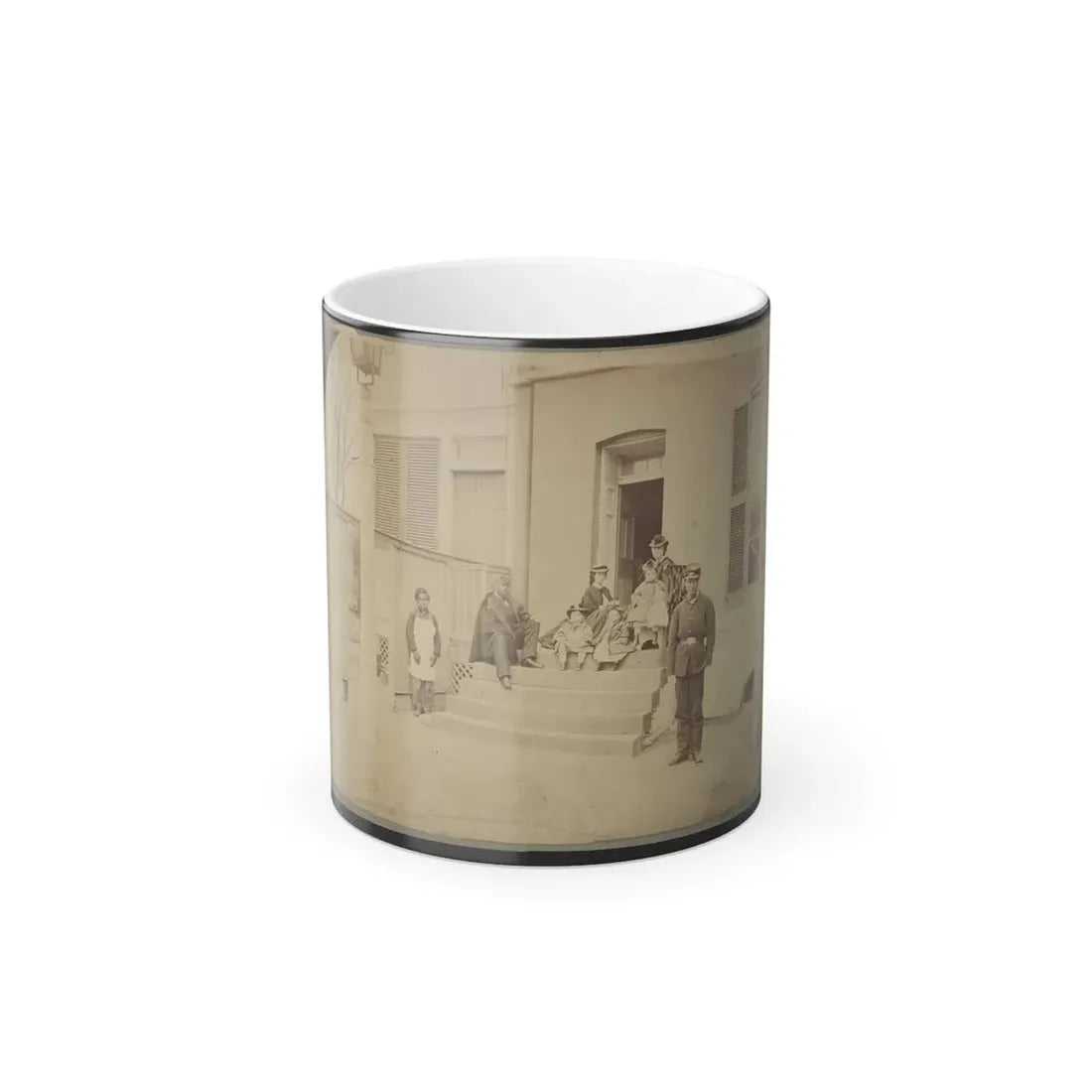Two Unidentified Soldiers and Others at the Front Steps of a House (U.S. Civil War) Color Changing Coffee Mug 11oz Default Title 11oz - Go Mug Yourself