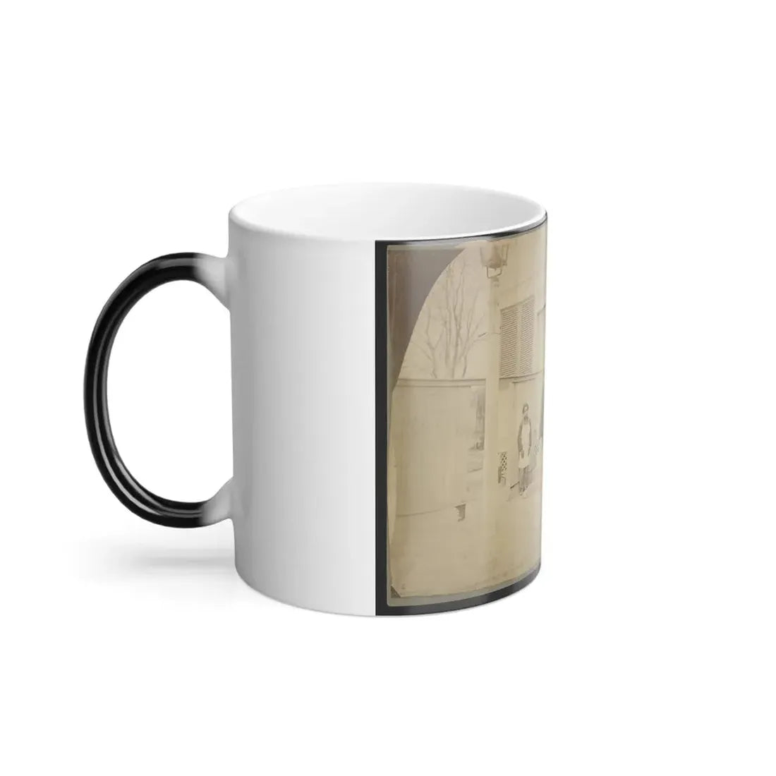 Two Unidentified Soldiers and Others at the Front Steps of a House (U.S. Civil War) Color Changing Coffee Mug 11oz - Go Mug Yourself