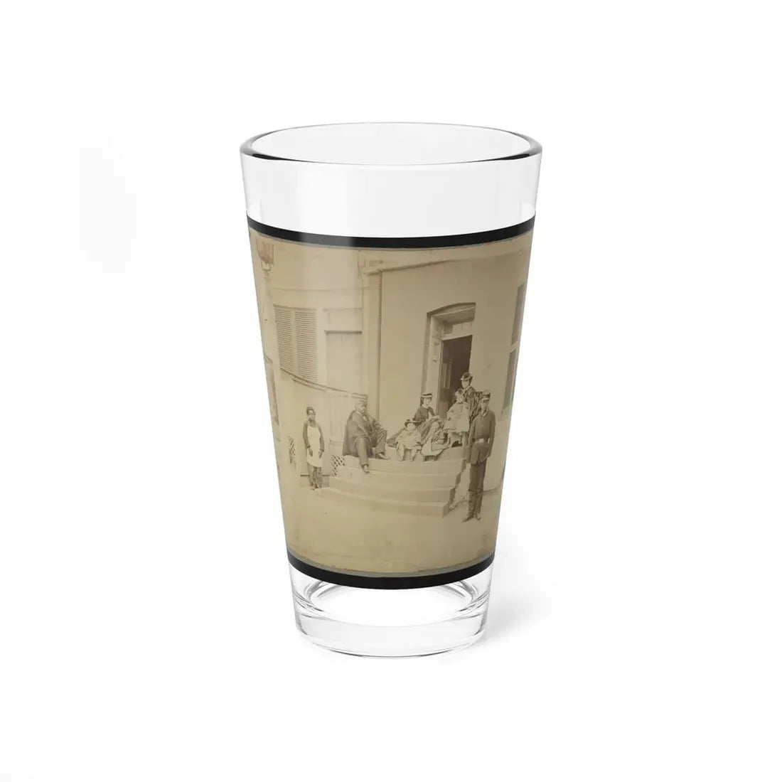 Two Unidentified Soldiers And Others At The Front Steps Of A House (U.S. Civil War) Pint Glass 16oz 16oz - Go Mug Yourself