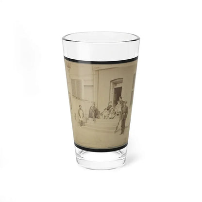 Two Unidentified Soldiers And Others At The Front Steps Of A House (U.S. Civil War) Pint Glass 16oz 16oz - Go Mug Yourself