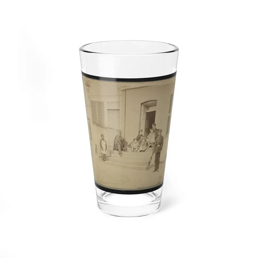 Two Unidentified Soldiers And Others At The Front Steps Of A House (U.S. Civil War) Pint Glass 16oz 16oz - Go Mug Yourself