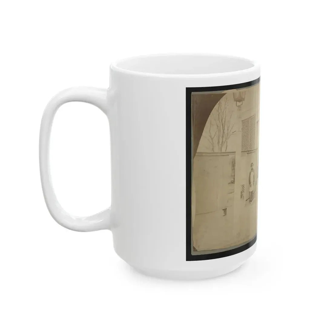 Two Unidentified Soldiers And Others At The Front Steps Of A House (U.S. Civil War) White Coffee Mug - Go Mug Yourself