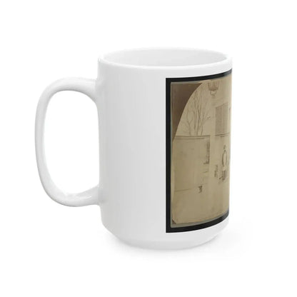 Two Unidentified Soldiers And Others At The Front Steps Of A House (U.S. Civil War) White Coffee Mug - Go Mug Yourself