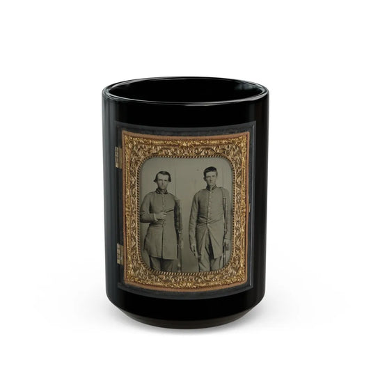 Two Unidentified Soldiers From Tennessee In Confederate Uniforms With Rifles And Pepperbox Pistol (U.S. Civil War) Black Coffee Mug-15oz-Go Mug Yourself