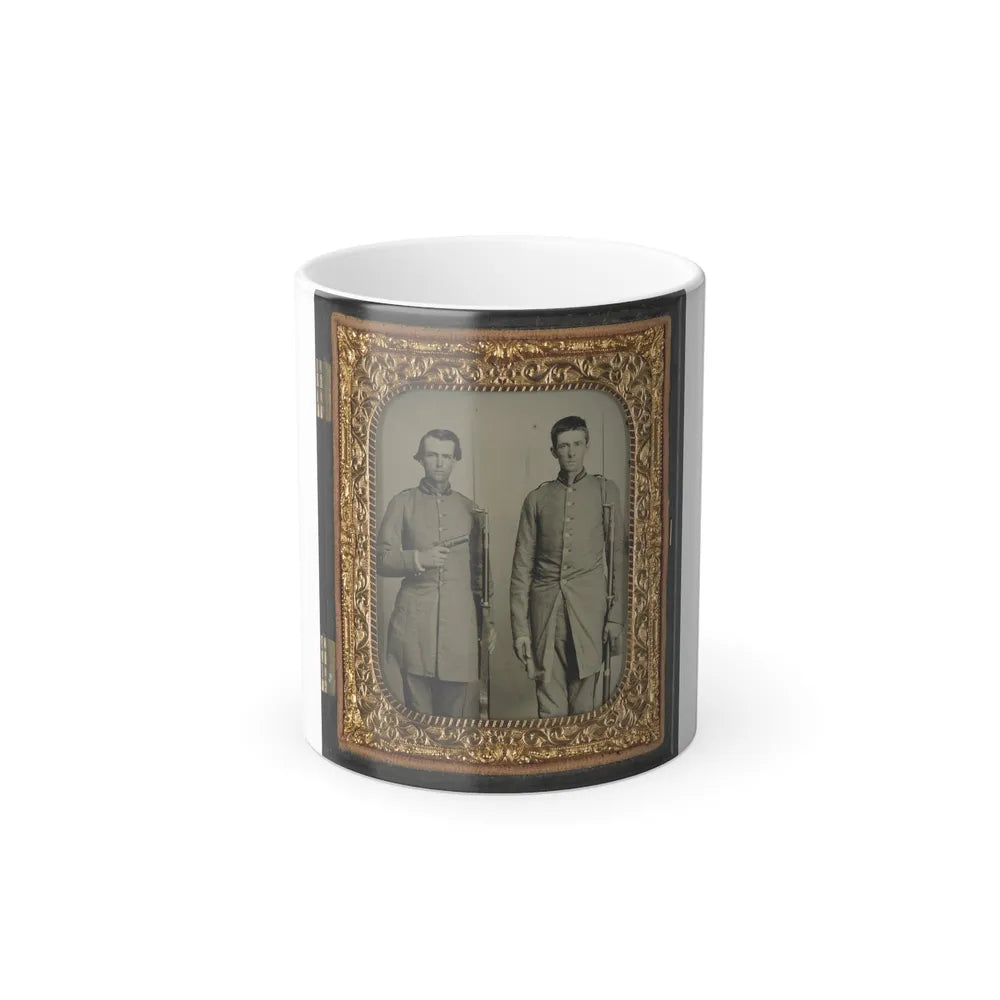Two Unidentified Soldiers From Tennessee in Confederate Uniforms With Rifles and Pepperbox Pistol (U.S. Civil War) Color Changing Coffee Mug 11oz-11oz-Go Mug Yourself