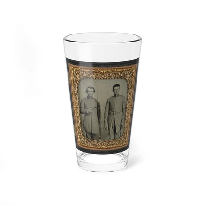 Two Unidentified Soldiers From Tennessee In Confederate Uniforms With Rifles And Pepperbox Pistol (U.S. Civil War) Pint Glass 16oz-16oz-Go Mug Yourself