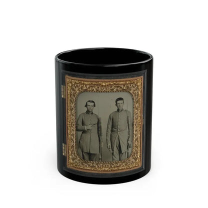 Two Unidentified Soldiers From Tennessee In Confederate Uniforms With Rifles And Pepperbox Pistol (U.S. Civil War) Black Coffee Mug 11oz - Go Mug Yourself