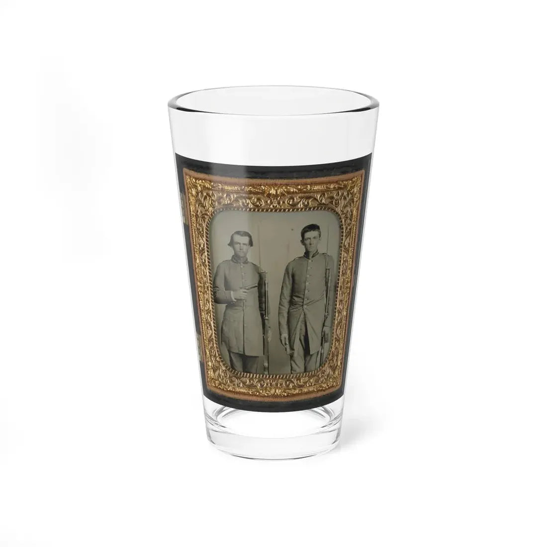 Two Unidentified Soldiers From Tennessee In Confederate Uniforms With Rifles And Pepperbox Pistol (U.S. Civil War) Pint Glass 16oz 16oz - Go Mug Yourself