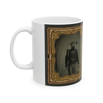 Two Unidentified Soldiers In 34th Ohio Infantry Regiment Uniforms With Bayoneted Muskets (U.S. Civil War) White Coffee Mug-Go Mug Yourself