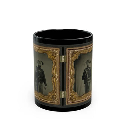 Two Unidentified Soldiers In 34th Ohio Infantry Regiment Uniforms With Bayoneted Muskets (U.S. Civil War) Black Coffee Mug 11oz - Go Mug Yourself