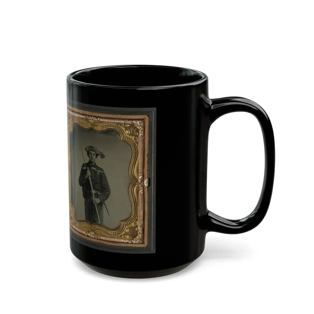 Two Unidentified Soldiers In 34th Ohio Infantry Regiment Uniforms With Bayoneted Muskets (U.S. Civil War) Black Coffee Mug - Go Mug Yourself