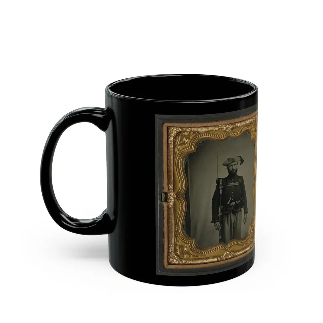 Two Unidentified Soldiers In 34th Ohio Infantry Regiment Uniforms With Bayoneted Muskets (U.S. Civil War) Black Coffee Mug - Go Mug Yourself